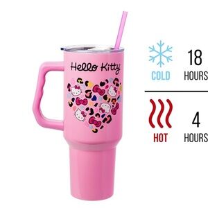 Hello Kitty Pink Leopard Print Mug with Straw